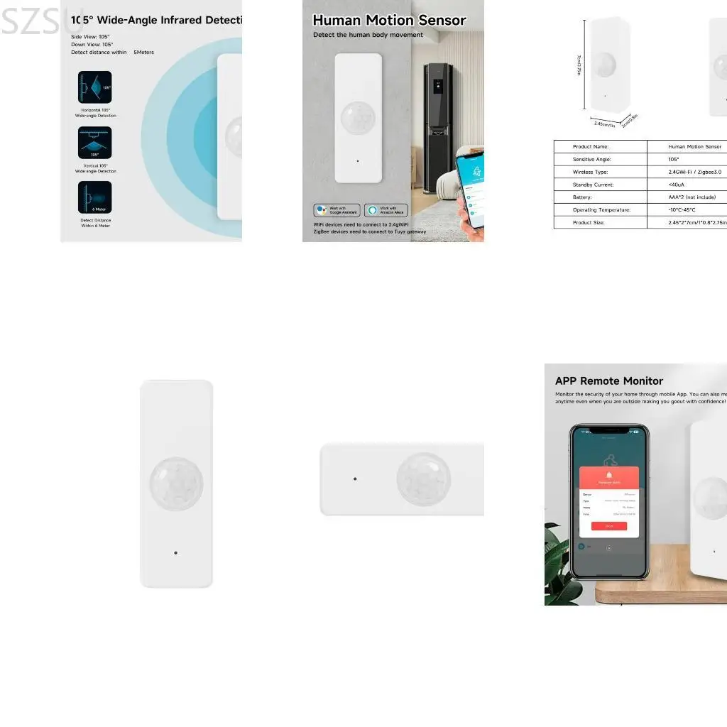 SZSU Интеллектуальные датчики обнаружения движения человека PIR Detector для Home Automation Поддержка Wi -Fi или Zigbee3.0
SZSU Интеллектуальные датчики обнаружения движения человека PIR Detector для Home Automation Поддержка Wi -Fi или Zigbee3.0