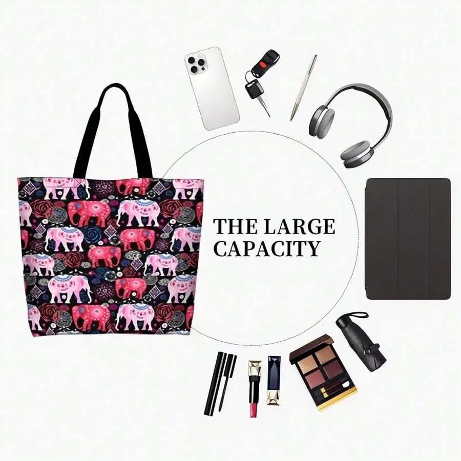 Boho Elephant Print Large Capacity Tote Bag Women Casual Shoulder Bag
Boho Elephant Print Large Capacity Tote Bag Women Casual Shoulder Bag