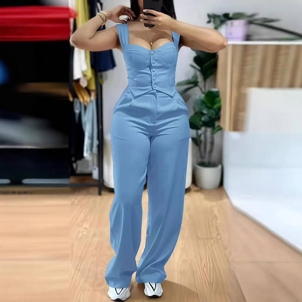 Sexy Two Piece Set Chic Women Set Summer Sleeveless Slim Vest + Wide-leg Trouser Sets Fashion Solid Pants Women's Outfit
Sexy Two Piece Set Chic Women Set Summer Sleeveless Slim Vest + Wide-leg Trouser Sets Fashion Solid Pants Women's Outfit
