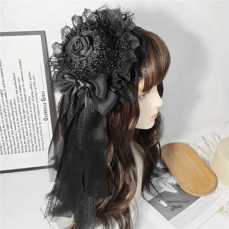 lolita elegant black lace small hat vintae Anime Cosplay long streamers Headwear Y2K Princess Accessory
lolita elegant black lace small hat vintae Anime Cosplay long streamers Headwear Y2K Princess Accessory