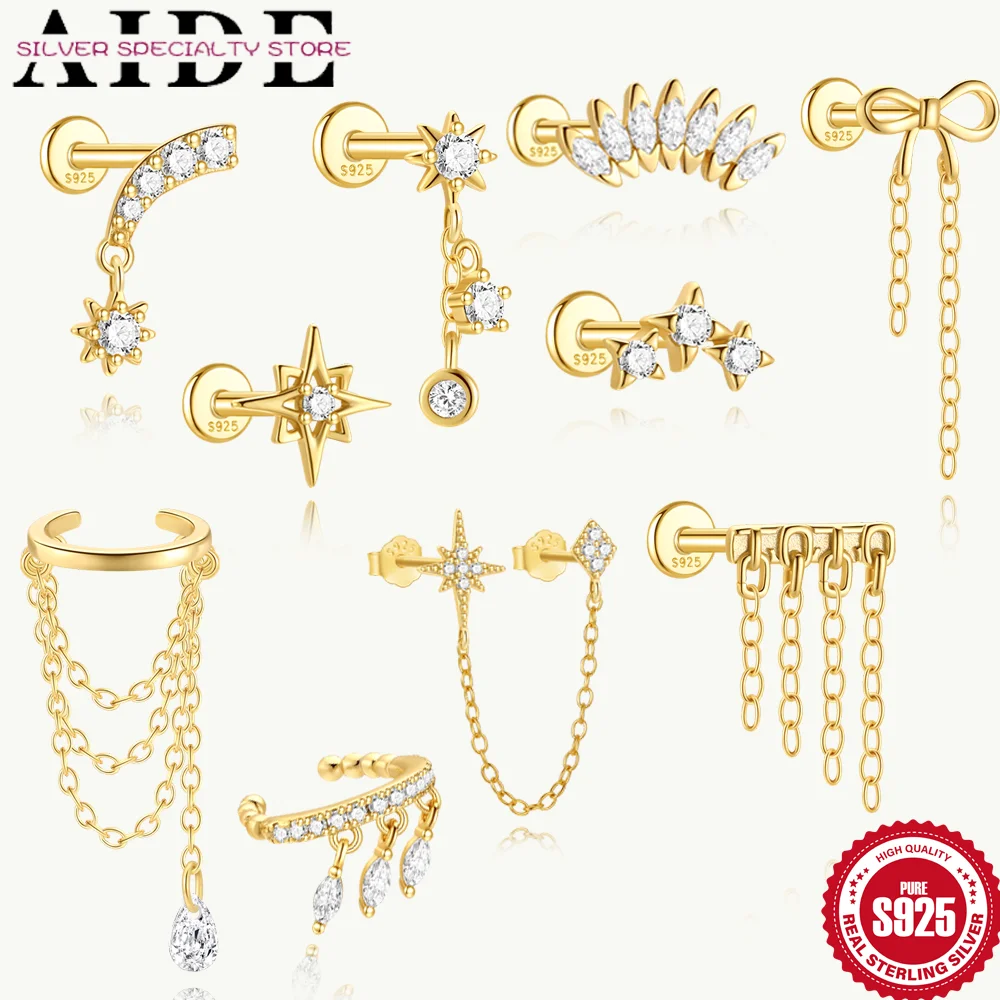 AIDE стерлингового серебра 925 пробы, цепочка с подсолнухом и звездами, серьги с кисточками для женщин, внутренняя нить, пирсинг, минималистичная мода
AIDE стерлингового серебра 925 пробы, цепочка с подсолнухом и звездами, серьги с кисточками для женщин, внутренняя нить, пирсинг, минималистичная мода