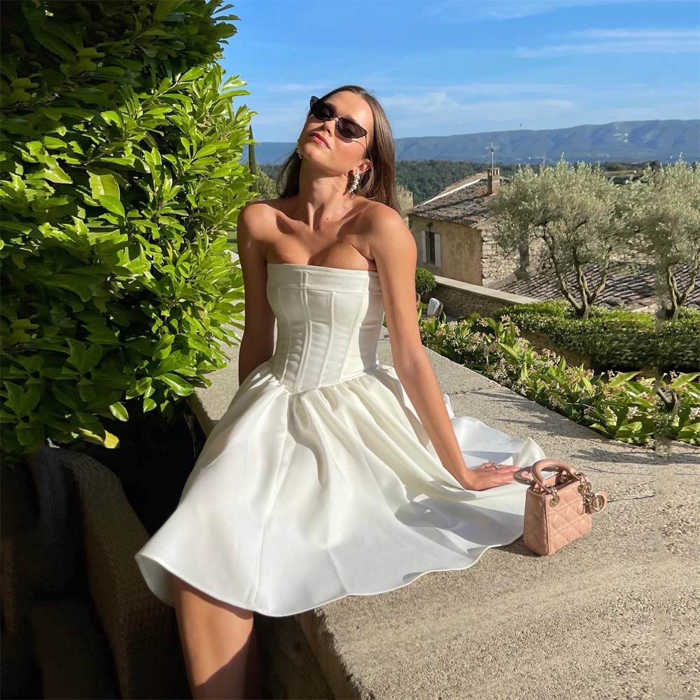 Pretty Elegant Short Women Dress Strapless Sleeveless Corset Pleated A-Line Women Evening Party Dress Custom Made Free Shipping
Pretty Elegant Short Women Dress Strapless Sleeveless Corset Pleated A-Line Women Evening Party Dress Custom Made Free Shipping