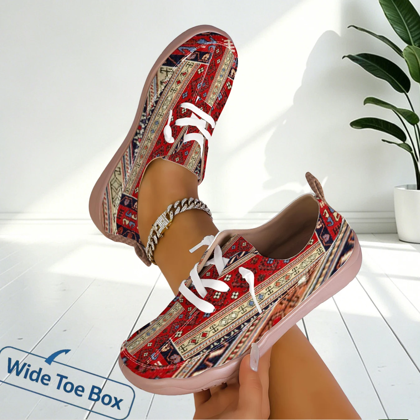 Women Printed Lace Up Wide Toe Flat Sneakers Light Comfort For Daily Commute Walking
Women Printed Lace Up Wide Toe Flat Sneakers Light Comfort For Daily Commute Walking