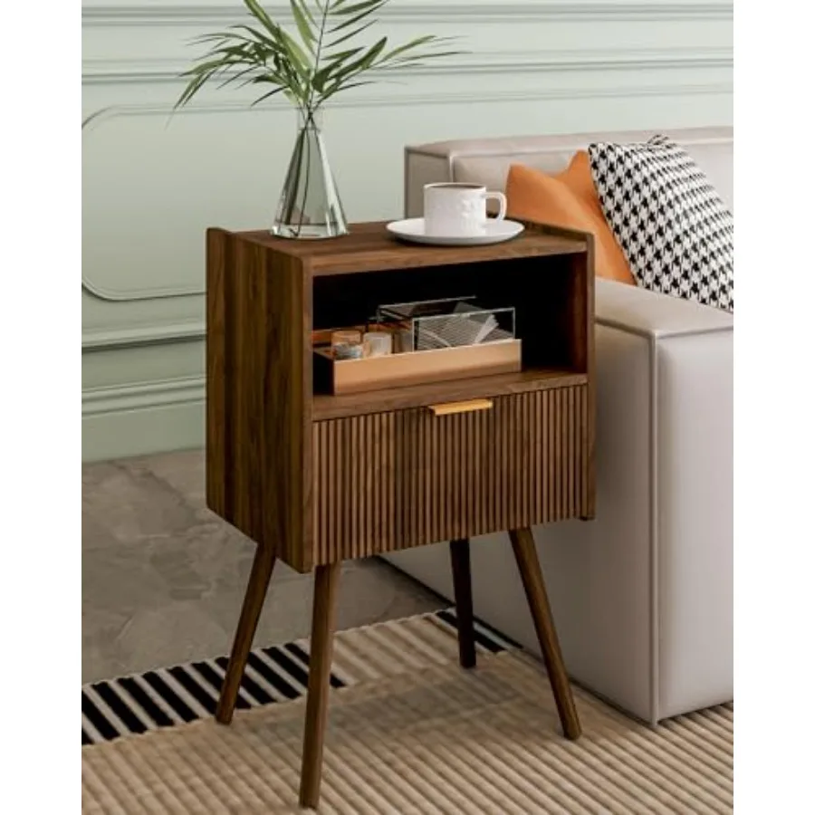 NightstandModern Bedside Table with Storage Drawer and Open Wood Shelf Accent Night Stand with Solid Wood Legs for Living Room
NightstandModern Bedside Table with Storage Drawer and Open Wood Shelf Accent Night Stand with Solid Wood Legs for Living Room