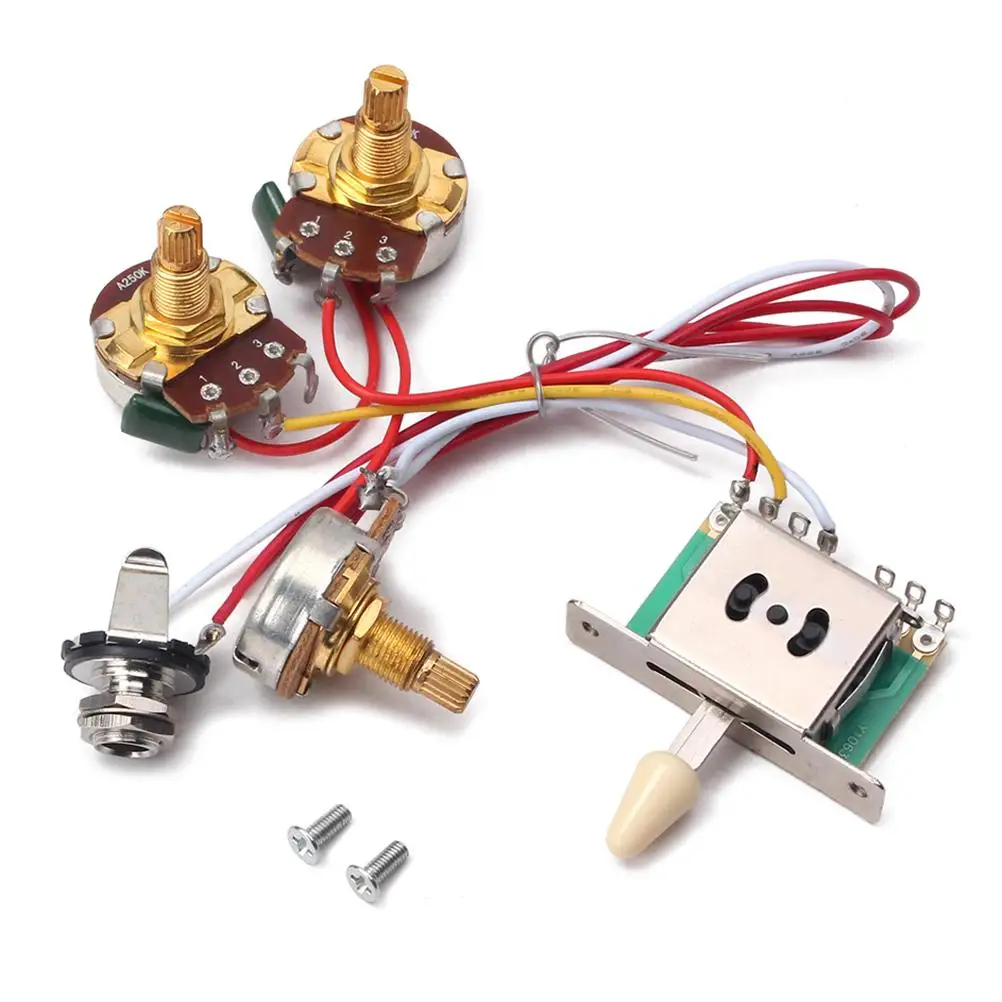 Guitar Wiring Harness 5 Way Toggle Switch 1T1V Electric Guitars Volume Tone Pot Jack 250K Durable Metal Low Noise
Guitar Wiring Harness 5 Way Toggle Switch 1T1V Electric Guitars Volume Tone Pot Jack 250K Durable Metal Low Noise
