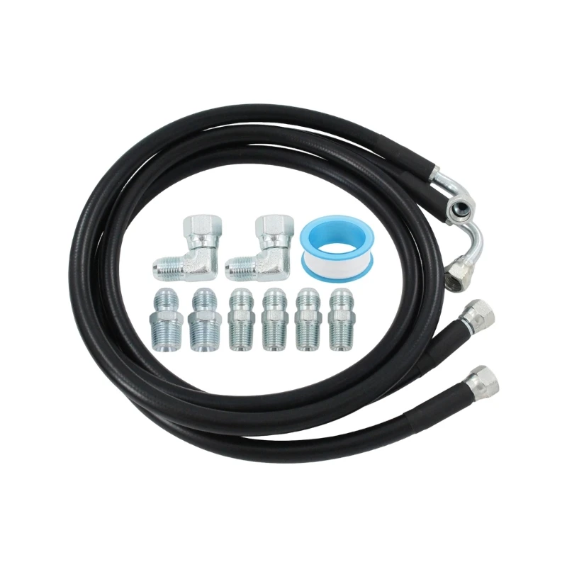 Automotive Transmission Hose Service with 6AN Lines, Straight Adapters, 90 Degree Fittings and PTFE Tape for Install and
Automotive Transmission Hose Service with 6AN Lines, Straight Adapters, 90 Degree Fittings and PTFE Tape for Install and