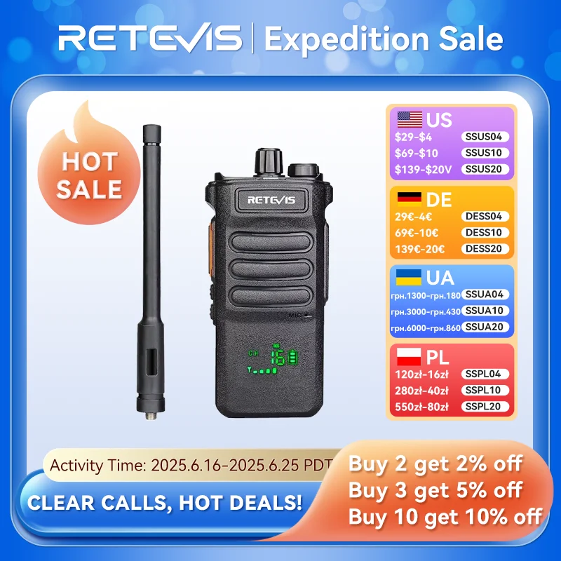 Retevis RT86 10 Вт рация профессиональная двусторонняя радиостанция рация дальнего действия УВЧ коммуникационная радиостанция для бизнеса на открытом воздухе
Retevis RT86 10 Вт рация профессиональная двусторонняя радиостанция рация дальнего действия УВЧ коммуникационная радиостанция для бизнеса на открытом воздухе