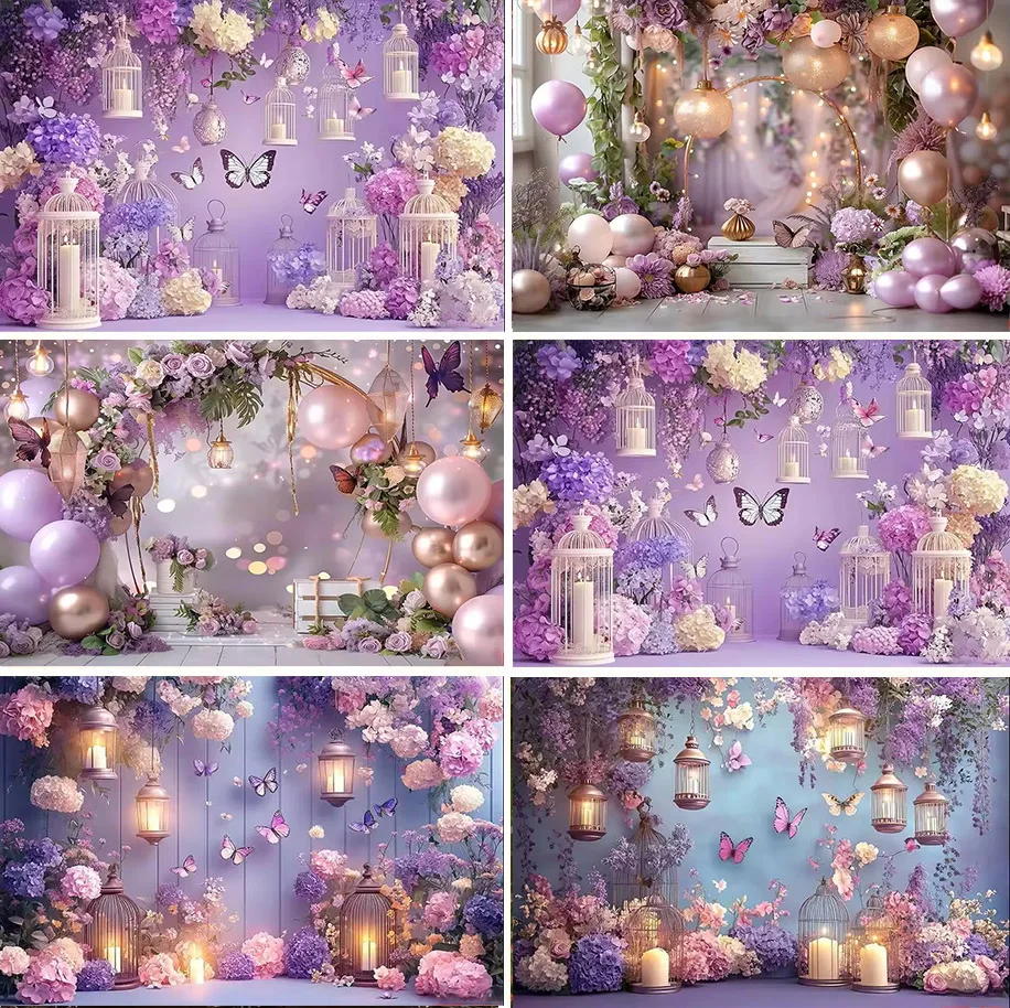 Spring Floral Purple Butterfly Backdrop Cake Smash Baby Shower Kid Portrait Decor Banner Photography Background for Photo Studio
Spring Floral Purple Butterfly Backdrop Cake Smash Baby Shower Kid Portrait Decor Banner Photography Background for Photo Studio