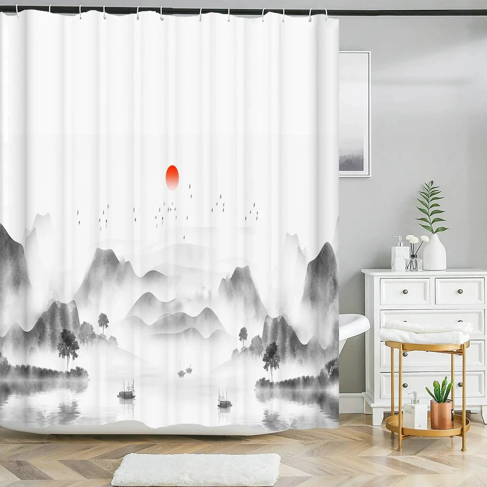 Ink Painting Shower Curtain Nature Landscape Bath Curtain with Hooks Waterproof Mountain Bathroom Curtain for Stalls Bathtub
Ink Painting Shower Curtain Nature Landscape Bath Curtain with Hooks Waterproof Mountain Bathroom Curtain for Stalls Bathtub