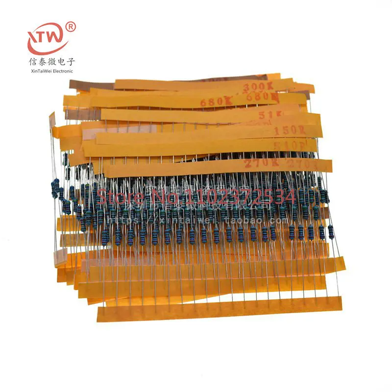 20 pieces 1/4W five-color ring resistance 1% precision metal film resistance package 30 common resistance values 20 each
20 pieces 1/4W five-color ring resistance 1% precision metal film resistance package 30 common resistance values 20 each