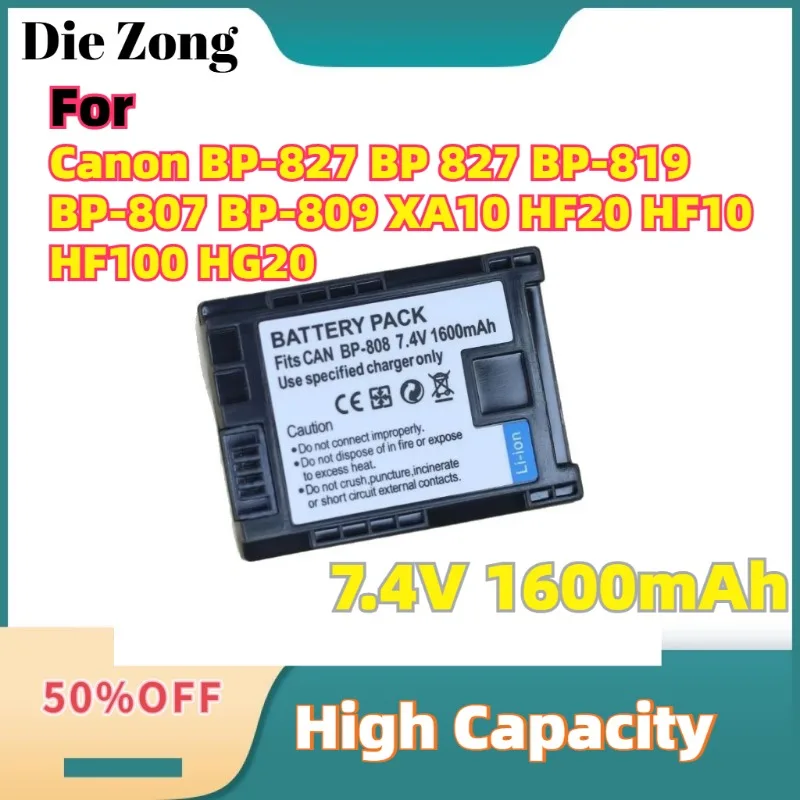 BP-808 BP 808 Digital Battery 7.4V 1600mAh For Canon BP-827 BP 827 BP-819 BP-807 BP-809 XA10 HF20 HF10 HF100 HG20 Camera
BP-808 BP 808 Digital Battery 7.4V 1600mAh For Canon BP-827 BP 827 BP-819 BP-807 BP-809 XA10 HF20 HF10 HF100 HG20 Camera