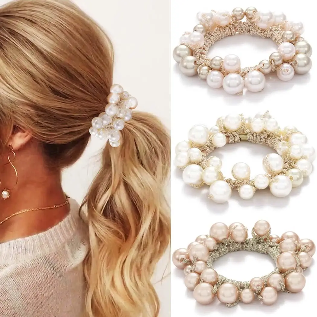 Pearl Hair Scrunchies Beaded Hair Ties Elastic Hair Bands Ponytail Holder for Women and Girls Pack of 3
Pearl Hair Scrunchies Beaded Hair Ties Elastic Hair Bands Ponytail Holder for Women and Girls Pack of 3