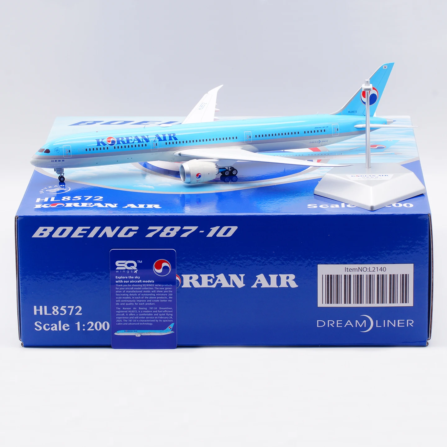 L2140 Alloy Collectible Plane Gift SQ Wings 1:200 Korean Air "SkyTeam" Boeing B787-10 Diecast Aircraft Jet Model HL8572
L2140 Alloy Collectible Plane Gift SQ Wings 1:200 Korean Air "SkyTeam" Boeing B787-10 Diecast Aircraft Jet Model HL8572