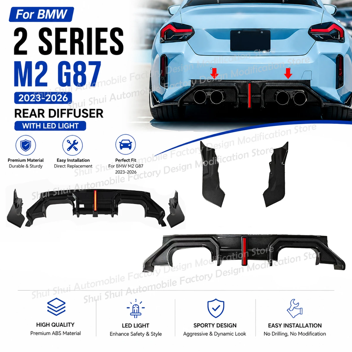 Car Rear Bumper Diffuser Lip for BMW 2 Series G87 M2 2023 2024 2025 2026 Bumper Side Corner Wrap Splitter Guard Protector Tuning
Car Rear Bumper Diffuser Lip for BMW 2 Series G87 M2 2023 2024 2025 2026 Bumper Side Corner Wrap Splitter Guard Protector Tuning