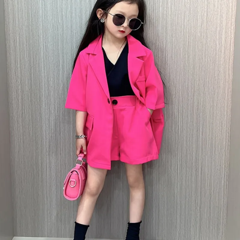 girls' suit set summer outfit new children's short sleeved suit jacket+shorts two-piece set
girls' suit set summer outfit new children's short sleeved suit jacket+shorts two-piece set
