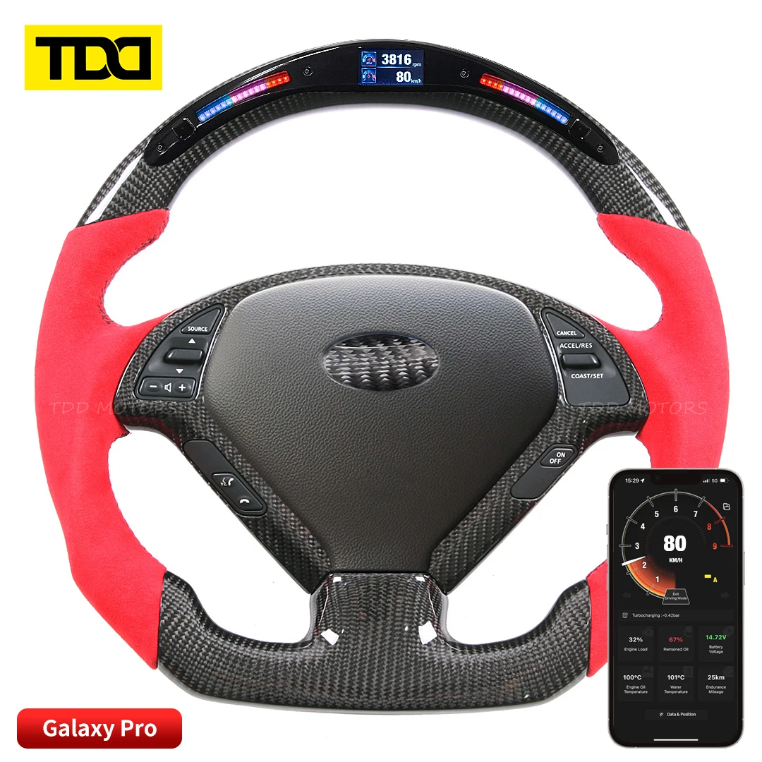 TDD Carbon Fiber Customized Galaxy Pro LED Steering Wheel for Infiniti G37 D-shaped Flat-bottom Alcantara Leather Steering Wheel
TDD Carbon Fiber Customized Galaxy Pro LED Steering Wheel for Infiniti G37 D-shaped Flat-bottom Alcantara Leather Steering Wheel