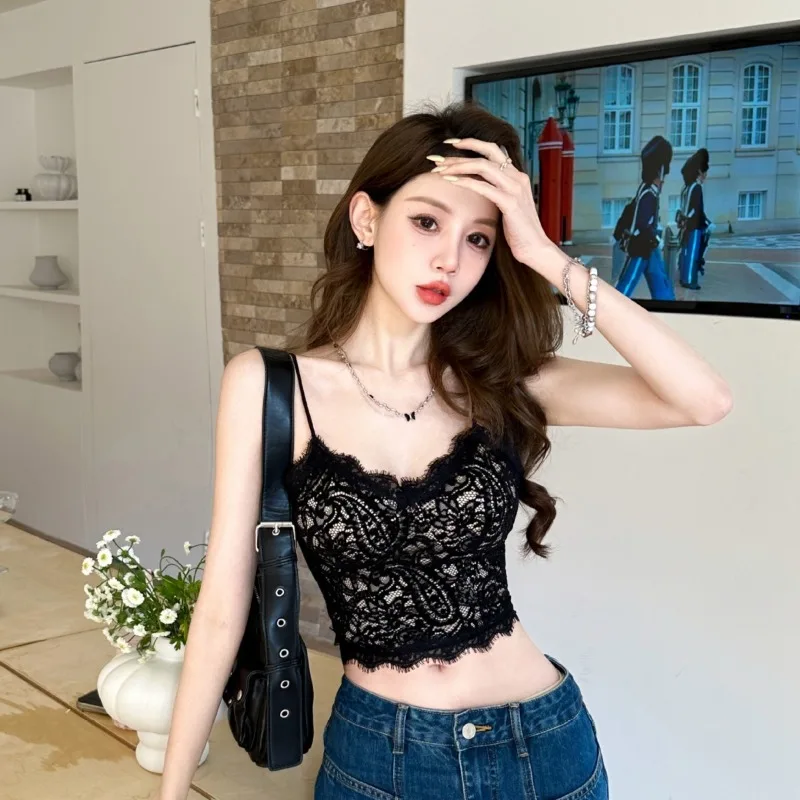 Lace Sexy Cami Top with Padded Bra for Women Chic Elegant Jacquard Short Crop Slimming Ruffle Bralette Comfort Fit Lace-up Back
Lace Sexy Cami Top with Padded Bra for Women Chic Elegant Jacquard Short Crop Slimming Ruffle Bralette Comfort Fit Lace-up Back
