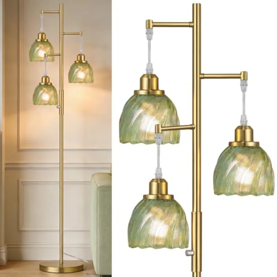 Dimmable Gold Floor Lamps for Living Room Vintage Tree Standing Lamp with Glass Shades 3 Light Mid Century Flower Floor Lamps f
Dimmable Gold Floor Lamps for Living Room Vintage Tree Standing Lamp with Glass Shades 3 Light Mid Century Flower Floor Lamps f