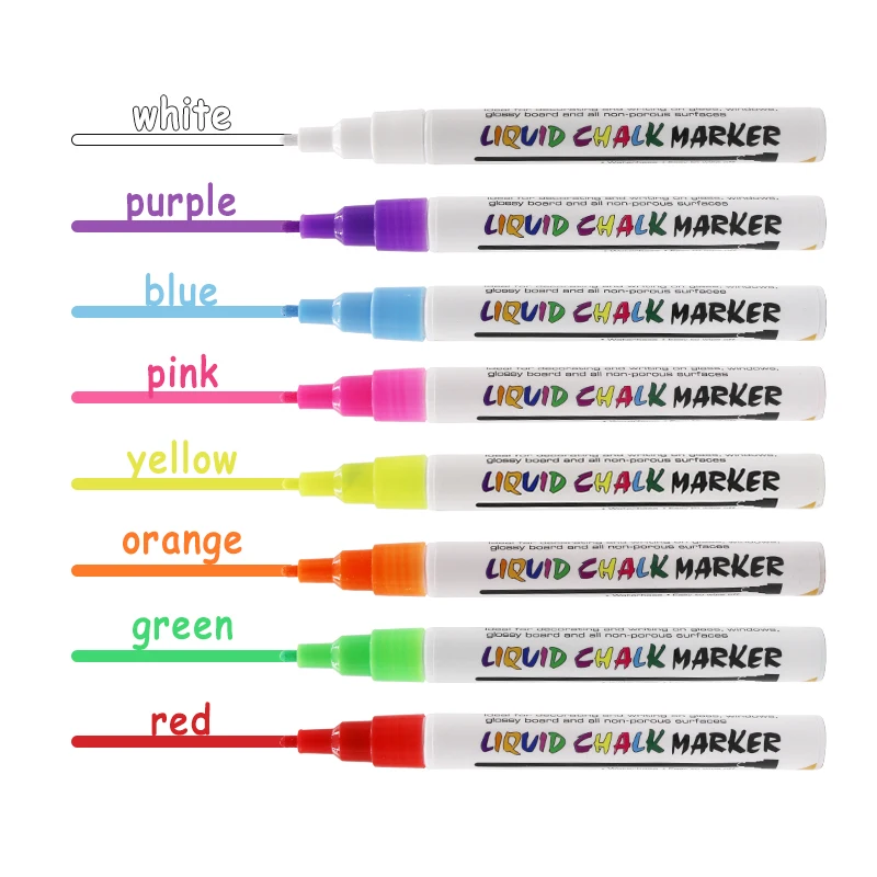 Стираемые жидкие меловые маркеры для влажного стирания, маркер 6 мм/3 мм, флуоресцентные меловые маркеры для оконного стекла, светодиодной доски
Стираемые жидкие меловые маркеры для влажного стирания, маркер 6 мм/3 мм, флуоресцентные меловые маркеры для оконного стекла, светодиодной доски