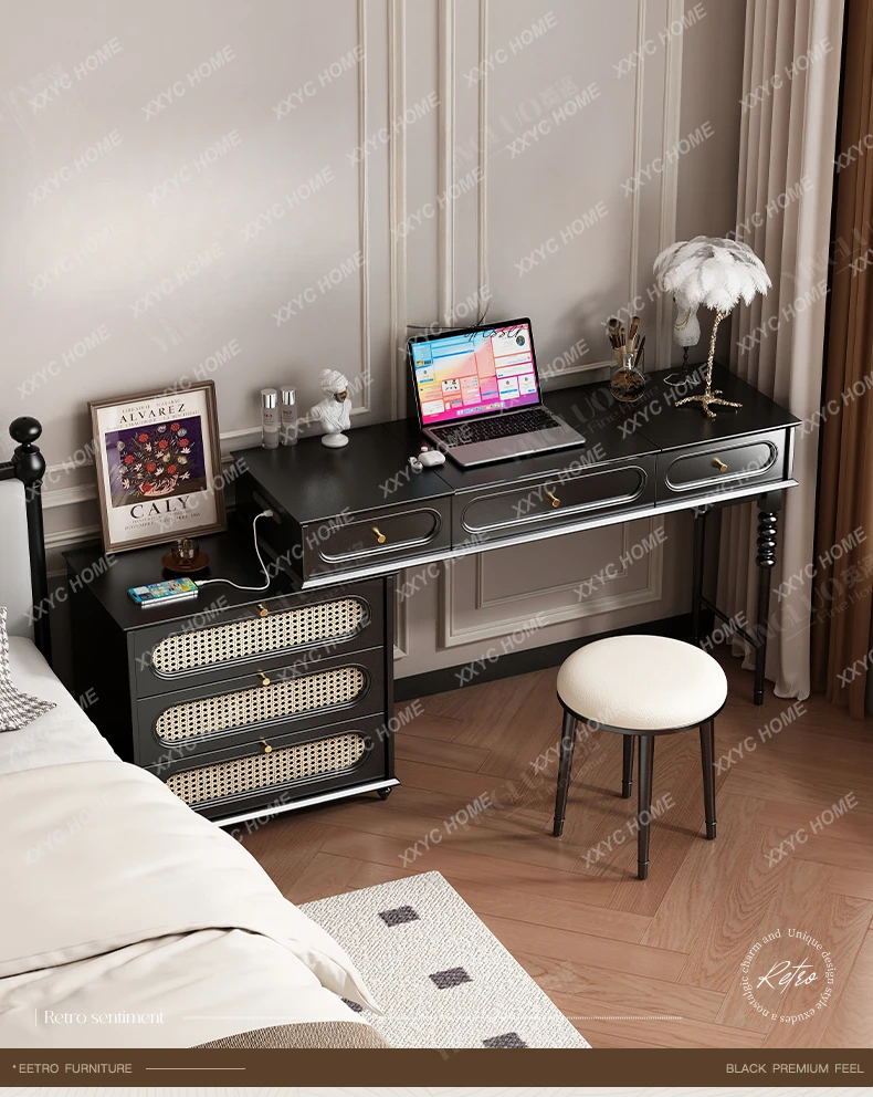 Dresser Desk Integrated Mid-Ancient Style Bedroom Black Flip Makeup Table Chest of Drawers Bedside Table
Dresser Desk Integrated Mid-Ancient Style Bedroom Black Flip Makeup Table Chest of Drawers Bedside Table