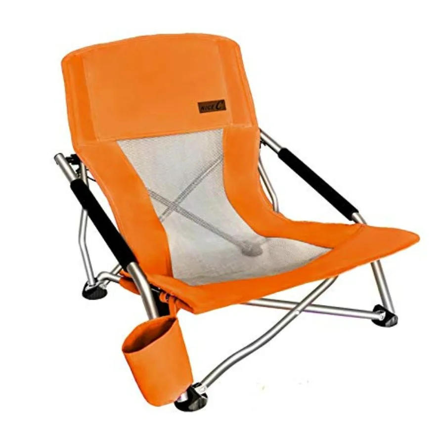 Beach chair for outdoor use, polyester sling fabric, orange color, lightweight folding portable design with cup holder and carr
Beach chair for outdoor use, polyester sling fabric, orange color, lightweight folding portable design with cup holder and carr