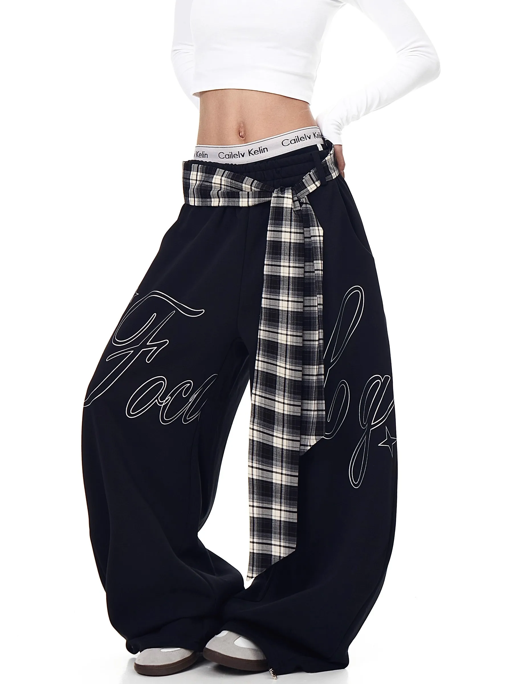 American Lazy Letter Print Plaid Belt Casual Pants Women's Loose Casual Jazz Dance Wide Leg Pants High Waist Elastic Polyester
American Lazy Letter Print Plaid Belt Casual Pants Women's Loose Casual Jazz Dance Wide Leg Pants High Waist Elastic Polyester