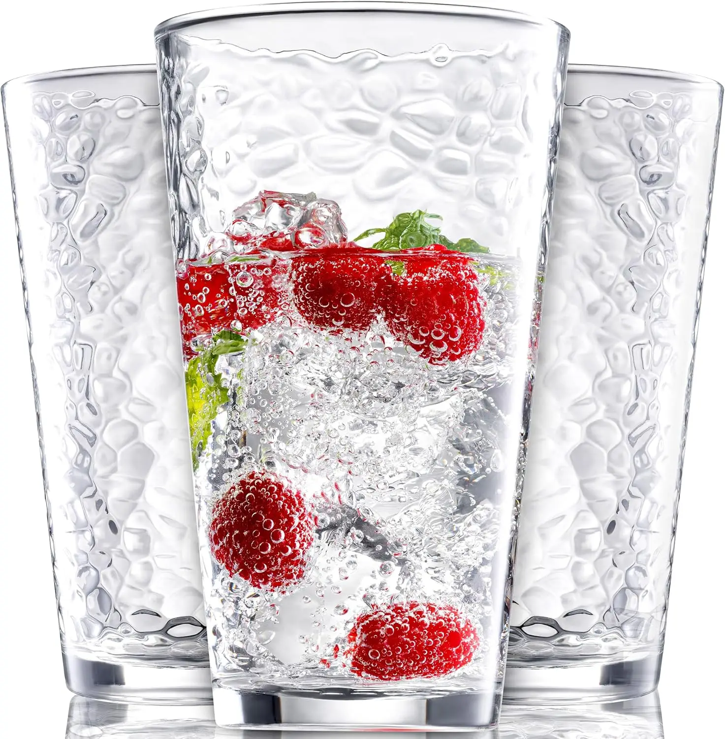 10-Pack 16oz Hammered Glass Tumblers, Stackable, Dishwasher Safe, Heavy Base
10-Pack 16oz Hammered Glass Tumblers, Stackable, Dishwasher Safe, Heavy Base