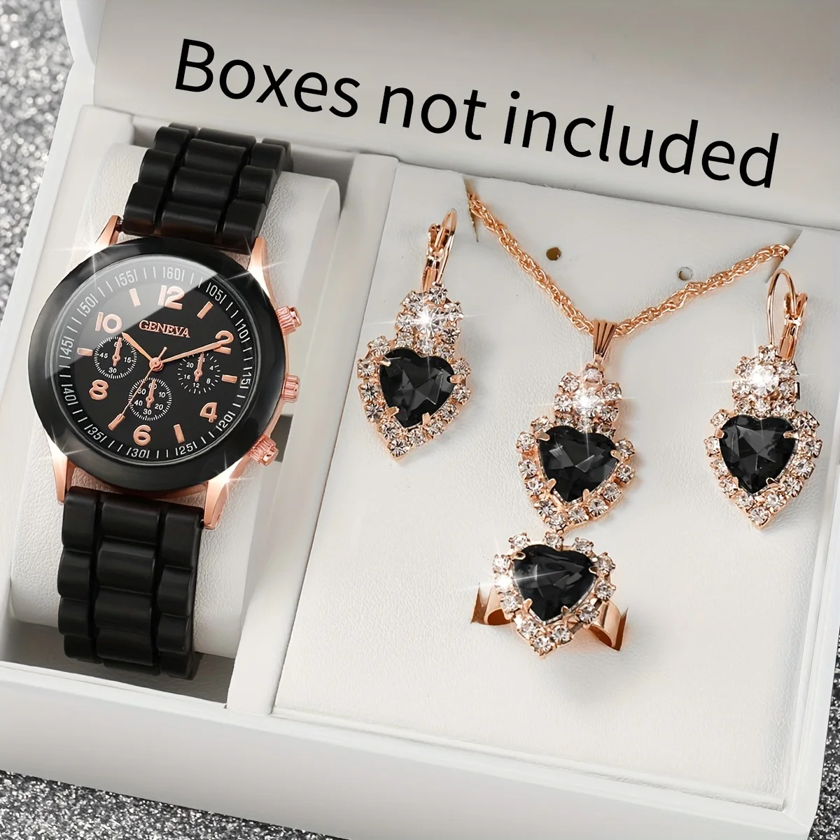 5pcs/set Women's Casual Fashion Quartz Watch Silicone Band Wrist Watch & Synthetic Gem Jewelry Set, Valentine's Day Gift For Her
5pcs/set Women's Casual Fashion Quartz Watch Silicone Band Wrist Watch & Synthetic Gem Jewelry Set, Valentine's Day Gift For Her