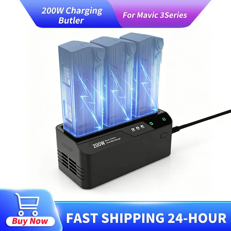 200W High Speed Fast Charger 3‑Bay Multi Battery Charging Hub Station Compatible with Mavic 3 Sery Replacement Power Accessories
200W High Speed Fast Charger 3‑Bay Multi Battery Charging Hub Station Compatible with Mavic 3 Sery Replacement Power Accessories