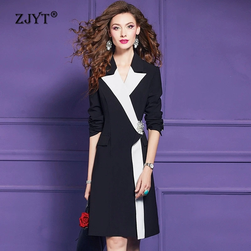 ZJYT Elegant Chic Business Formal Blazer Dress Women Long Sleeve Color Block Black Plus Size Office Party Dresses Vestidos 2025
ZJYT Elegant Chic Business Formal Blazer Dress Women Long Sleeve Color Block Black Plus Size Office Party Dresses Vestidos 2025