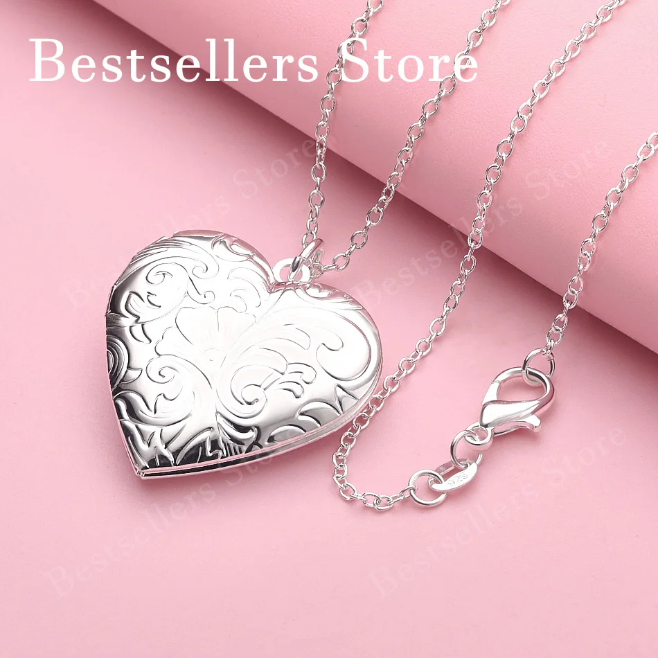 Изысканное ожерелье с подвеской в форме сердца из стерлингового серебра 925 пробы, 16-30 дюймов, для женщин, модные украшения, свадебные аксессуары
Изысканное ожерелье с подвеской в форме сердца из стерлингового серебра 925 пробы, 16-30 дюймов, для женщин, модные украшения, свадебные аксессуары