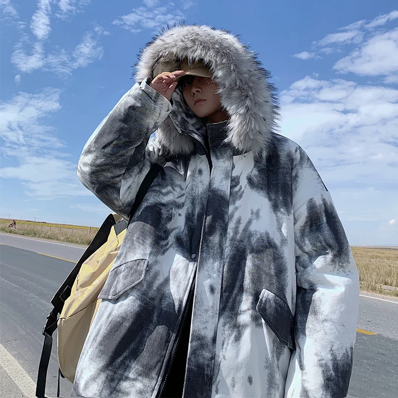 Nice Men's Winter Jacket Tie Dye Hooded Wool Collar Windproof Parkas Warm Thick Cotton Padded Coat Streetwear Windbreaker Tops
Nice Men's Winter Jacket Tie Dye Hooded Wool Collar Windproof Parkas Warm Thick Cotton Padded Coat Streetwear Windbreaker Tops