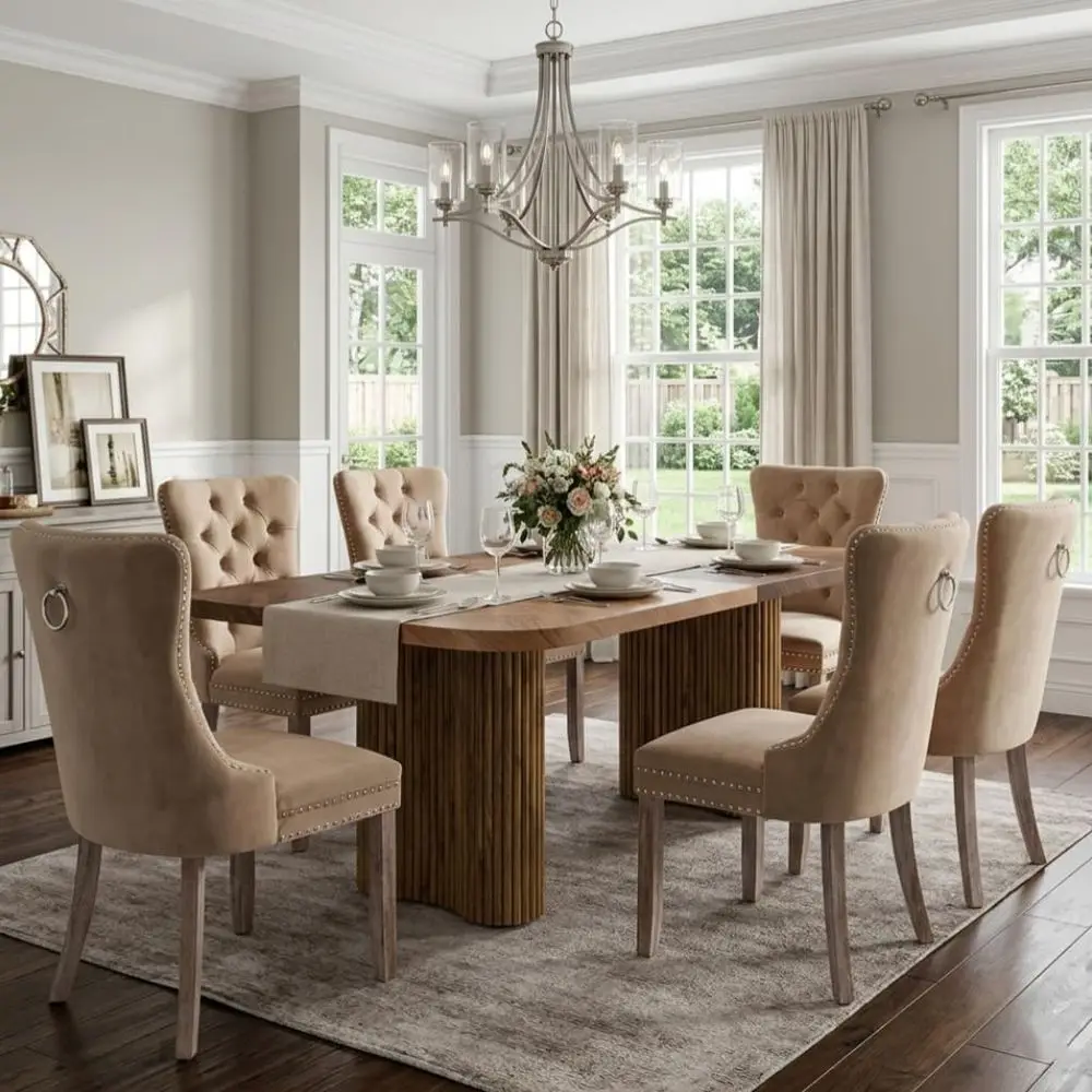 Elegant 79 Dining Table Set for 6 with Velvet Chairs, Perfect for Modern Century Dining & Gatherings
Elegant 79 Dining Table Set for 6 with Velvet Chairs, Perfect for Modern Century Dining & Gatherings