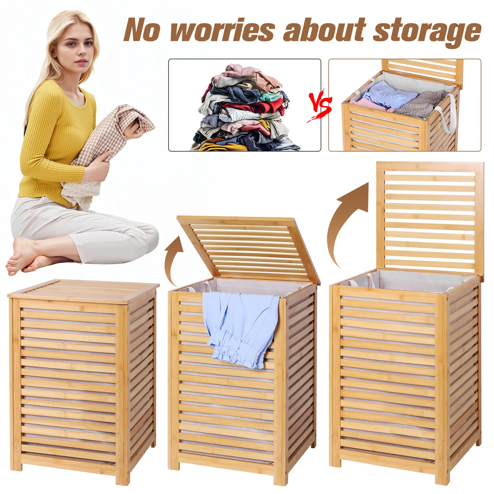 Bamboo Laundry Hamper with Lid Dirty Clothes Hamper Bamboo Laundry Basket for Laundry Room Bathroom Bedroom
Bamboo Laundry Hamper with Lid Dirty Clothes Hamper Bamboo Laundry Basket for Laundry Room Bathroom Bedroom