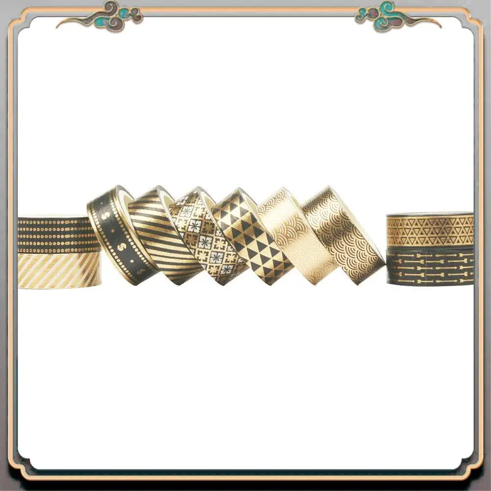 Durable 10 Rolls Black Gold Foil Washi Tape Set Paper Scrapbooking Adhesive Masking DIY
Durable 10 Rolls Black Gold Foil Washi Tape Set Paper Scrapbooking Adhesive Masking DIY