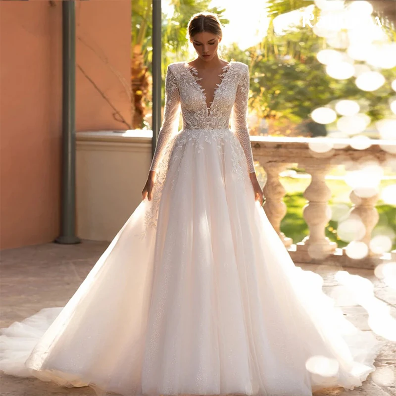 Luxury Wedding Dress Organza with Embroidery Sequins A-line floor length Ball Gown O-Neck Fullsleeve customized Vestido de novia
Luxury Wedding Dress Organza with Embroidery Sequins A-line floor length Ball Gown O-Neck Fullsleeve customized Vestido de novia