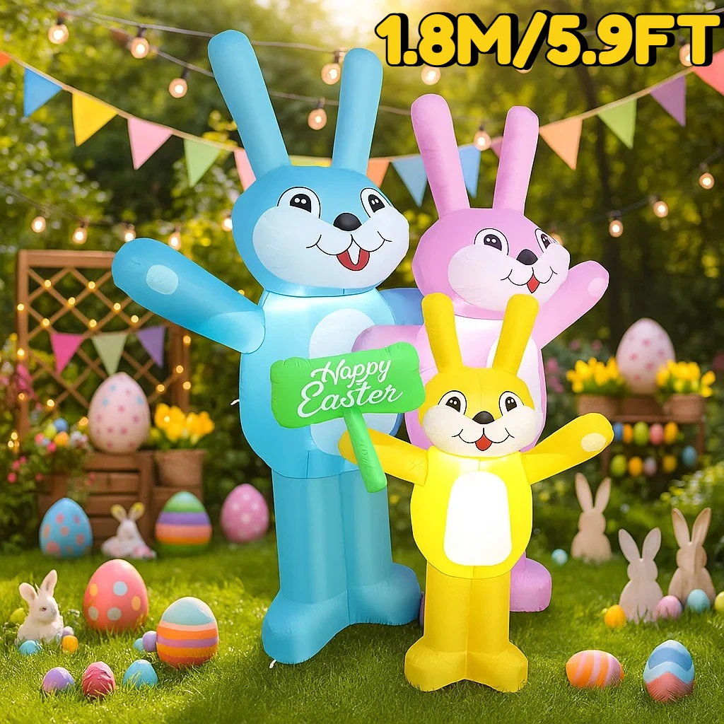 Easter Festival Holiday Inflatable Rabbit Family Model 1.8M/5.9FT DIY Ornament with LED Light Decoration for Outdoor Garden Yard
Easter Festival Holiday Inflatable Rabbit Family Model 1.8M/5.9FT DIY Ornament with LED Light Decoration for Outdoor Garden Yard