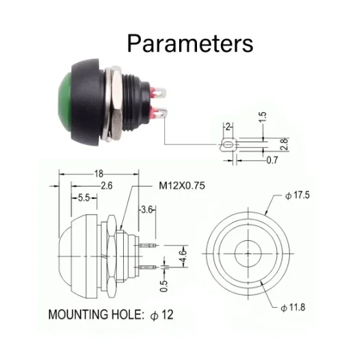 Huaxin Technology PBS-33B 12mm Round Pushbutton Switch ON/OFF Momentary Switch 2-Pin Waterproof Power Reset Non-Latching
Huaxin Technology PBS-33B 12mm Round Pushbutton Switch ON/OFF Momentary Switch 2-Pin Waterproof Power Reset Non-Latching