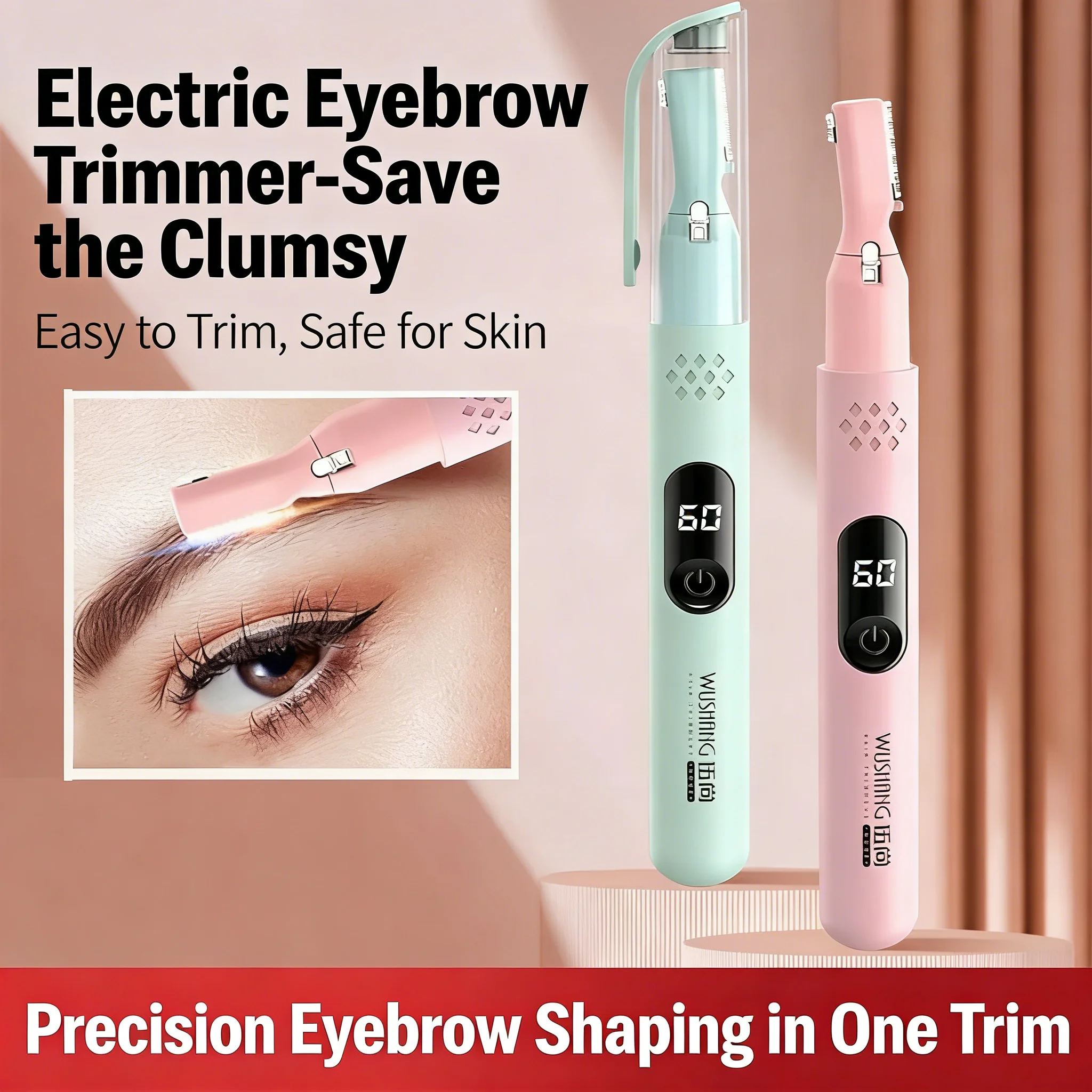 Electric Eyebrow Trimmer Razor Brow Shaping Portable Shaving with Duals Cutter Head Design Washable Hair Trimmer Razor Tools
Electric Eyebrow Trimmer Razor Brow Shaping Portable Shaving with Duals Cutter Head Design Washable Hair Trimmer Razor Tools