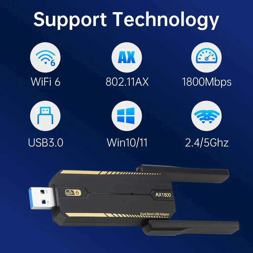 KEBIDUMEI USB WiFi 6 AX1800 USB 3.0 Adapter Dual Band 2.4G/5Ghz USB Receiver Dongle Wifi Network Card Wireless For PC Win 10/11
KEBIDUMEI USB WiFi 6 AX1800 USB 3.0 Adapter Dual Band 2.4G/5Ghz USB Receiver Dongle Wifi Network Card Wireless For PC Win 10/11