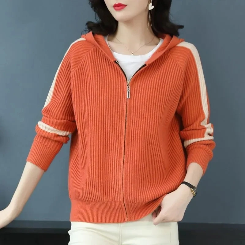 Women Autumn New Long Sleeve Hooded Knitted Cardigan Zipper Sweater Coat Female Fashion Korean Loose Thick Cardigan Jacket
Women Autumn New Long Sleeve Hooded Knitted Cardigan Zipper Sweater Coat Female Fashion Korean Loose Thick Cardigan Jacket