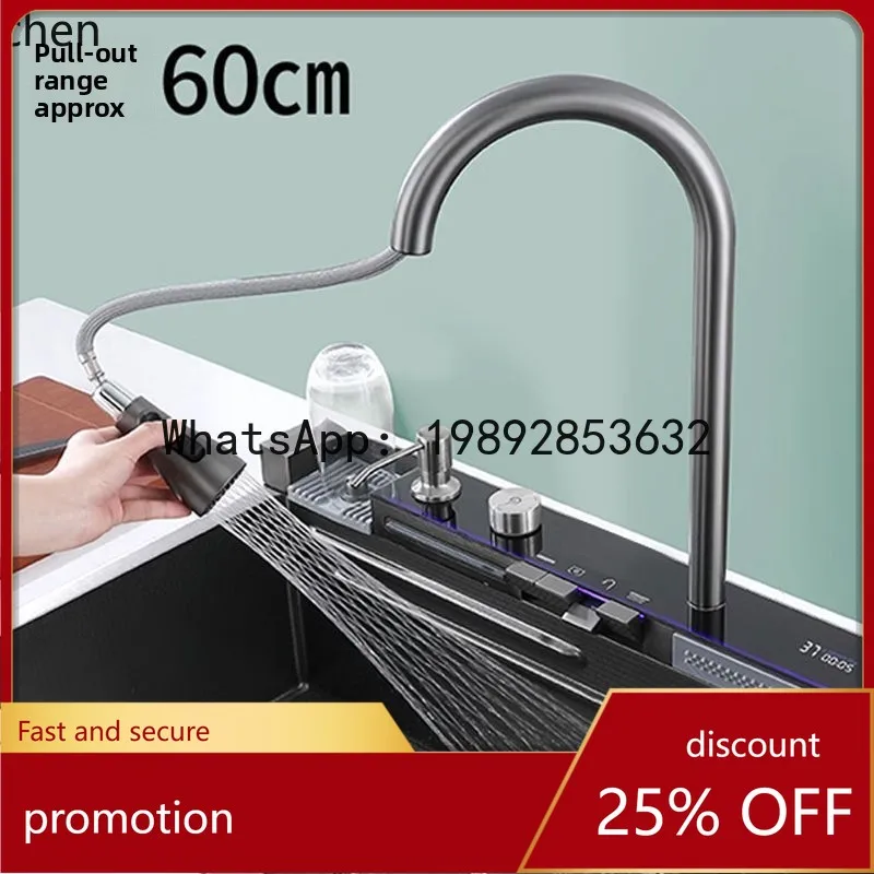 Кухонный смеситель YFY с водопадом, большой одинарный излив, нано-покрытие, цифровой дисплей, функция Raindance, клавишный, интегрированный комплект
Кухонный смеситель YFY с водопадом, большой одинарный излив, нано-покрытие, цифровой дисплей, функция Raindance, клавишный, интегрированный комплект