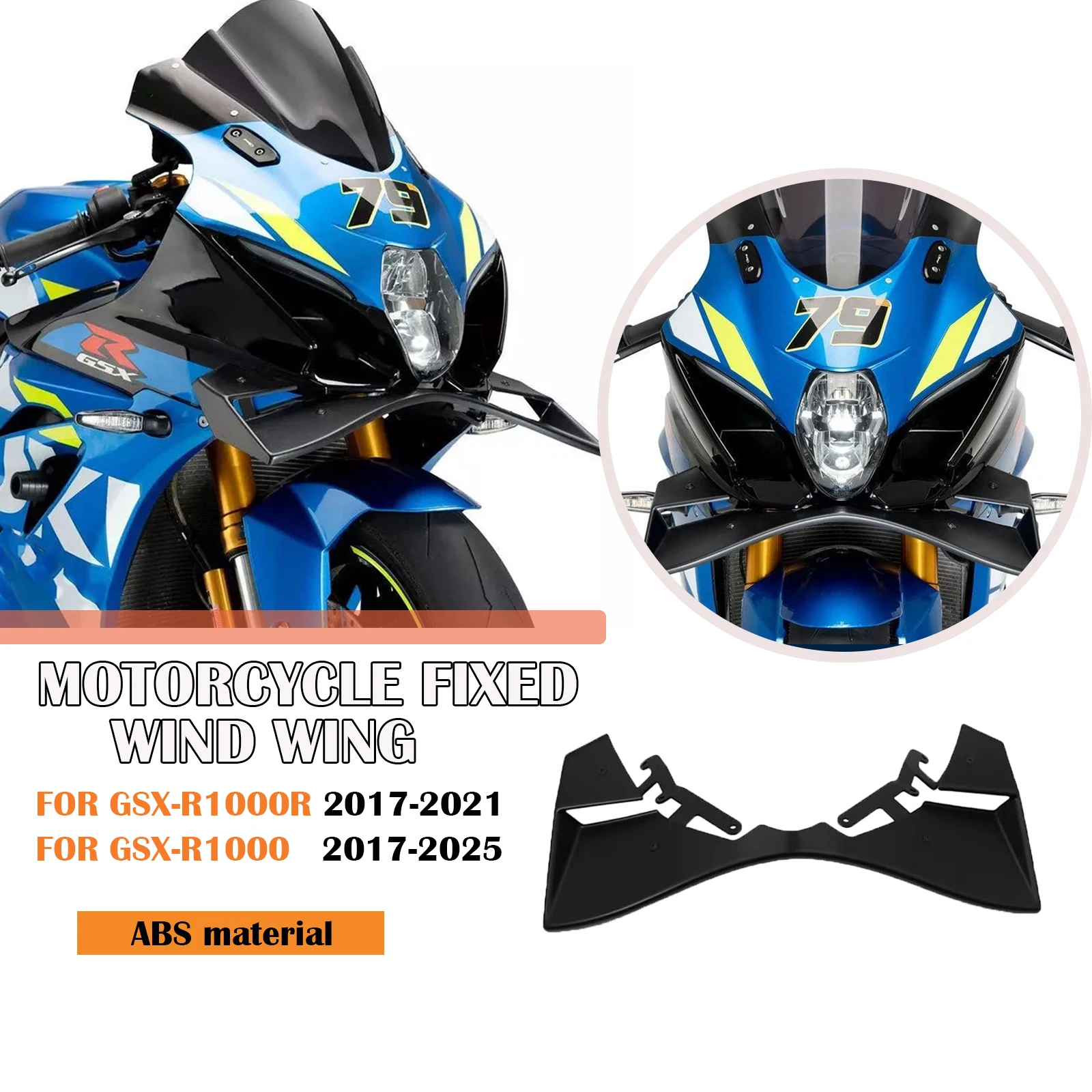 Motorcycle new Front Fairing Winglet Aerodynamic Wing Spoiler Winglet Fairing for GSX-R1000 2017-2025 GSX R1000R 2017-2021