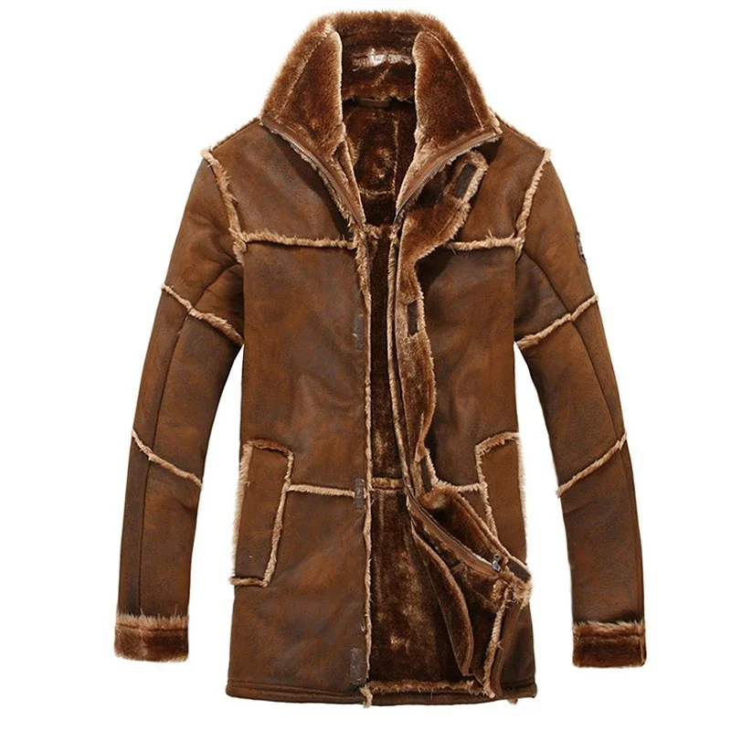 European Style Male Fashion Thick Warm Outwear Winter Men Faux Fur Coat Spliced Suede Leather Jacket Parkas Over Size
European Style Male Fashion Thick Warm Outwear Winter Men Faux Fur Coat Spliced Suede Leather Jacket Parkas Over Size