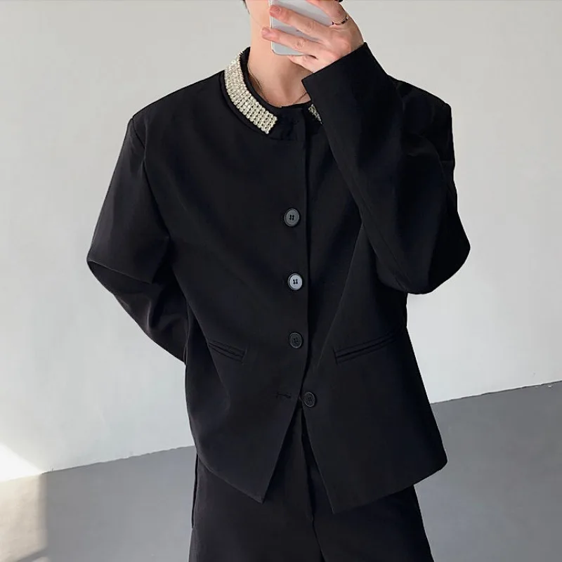 KIDWHXR Men Blazer Fashion Patchwork Round Neck Male Outerwear Simple Single-breasted Long Sleeve Versatile Man Suit Coat
KIDWHXR Men Blazer Fashion Patchwork Round Neck Male Outerwear Simple Single-breasted Long Sleeve Versatile Man Suit Coat