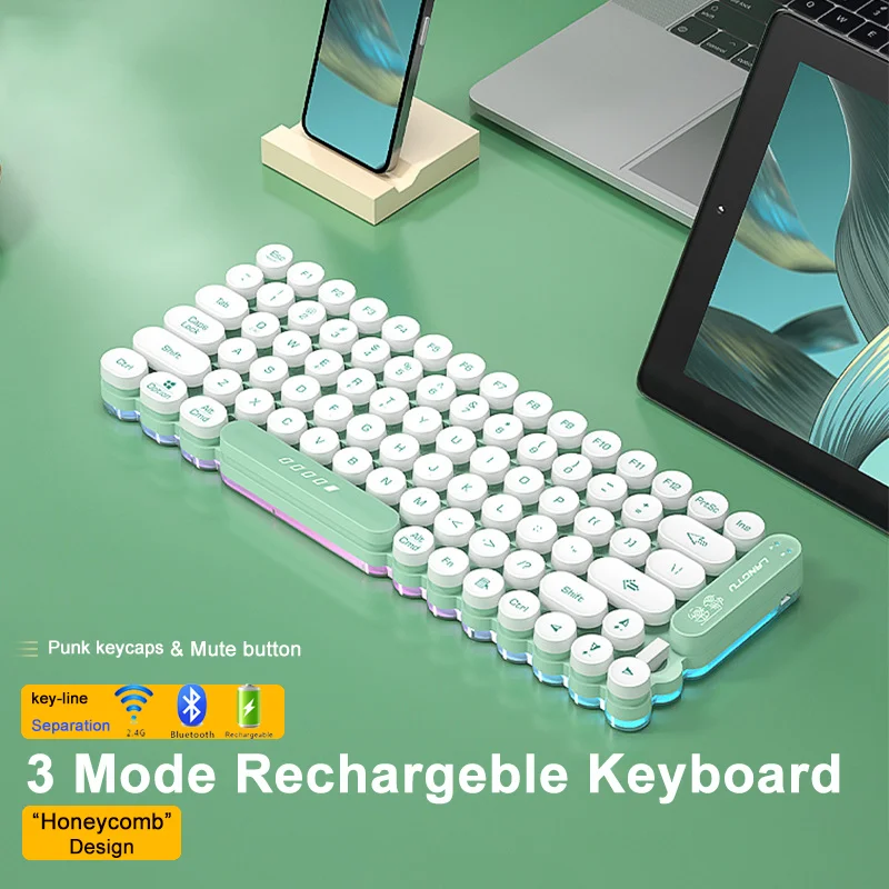 Bluetooth Wireless Keyboard for Tablet iPad phone PC Laptop Wireless 2.4G 3 Modes Keyboard RGB Backlit USB Wired Type-c 82 Keys
Bluetooth Wireless Keyboard for Tablet iPad phone PC Laptop Wireless 2.4G 3 Modes Keyboard RGB Backlit USB Wired Type-c 82 Keys