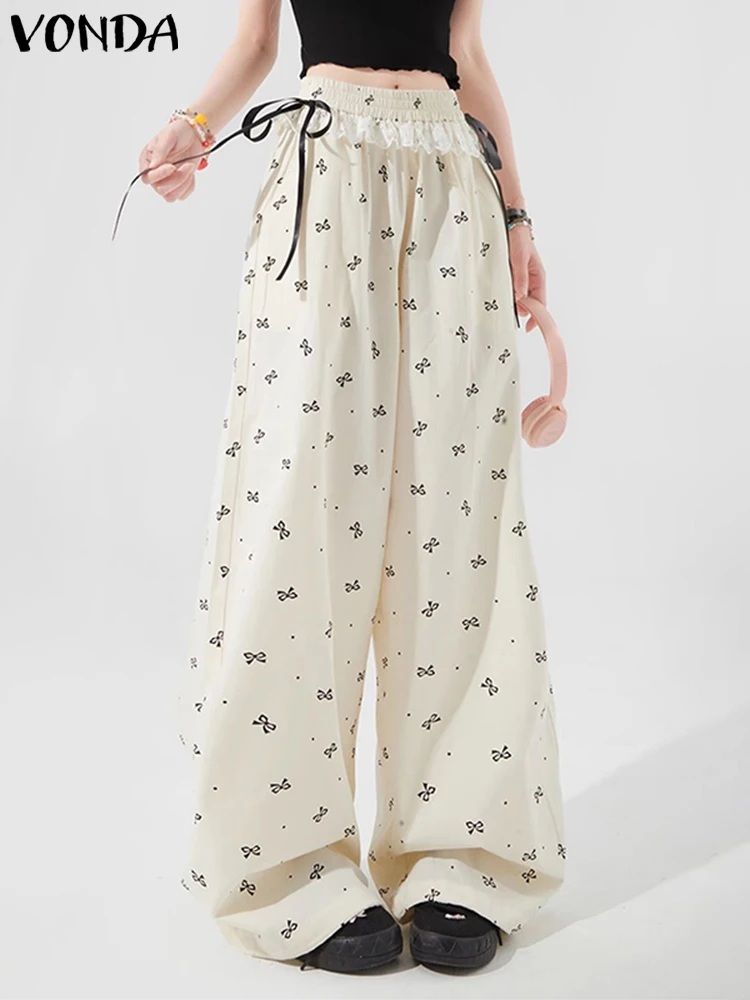 VONDA Women Printing Pants 2025 Casual Loose Elastic Waist Wide Leg Trousers Sweety Lace Patchwork Pants Spring Bottoms Oversize
VONDA Women Printing Pants 2025 Casual Loose Elastic Waist Wide Leg Trousers Sweety Lace Patchwork Pants Spring Bottoms Oversize