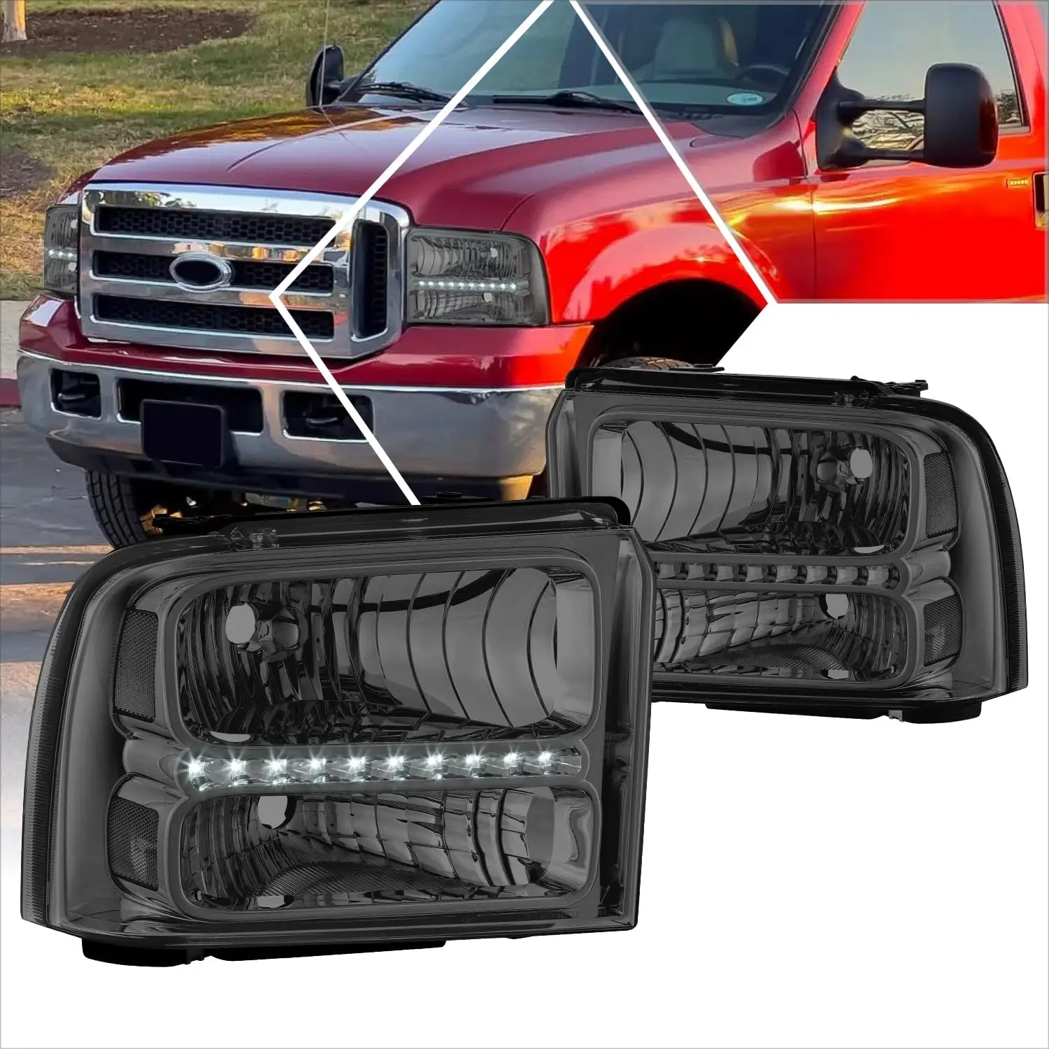 Headlights Assembly Compatible with 2005 2006 2007 Ford F250 F350 F450 F550 Super Duty Excursion, Pair of Headlamps with White L
Headlights Assembly Compatible with 2005 2006 2007 Ford F250 F350 F450 F550 Super Duty Excursion, Pair of Headlamps with White L