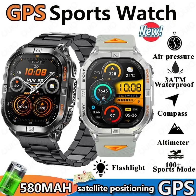 Новые 3ATM водонепроницаемые GPS умные часы мужские Bluetooth вызов альтиметр компас 2,13-дюймовый AMOLED фонарик 580 мАч 100 + спортивные умные часы 
Новые 3ATM водонепроницаемые GPS умные часы мужские Bluetooth вызов альтиметр компас 2,13-дюймовый AMOLED фонарик 580 мАч 100 + спортивные умные часы
