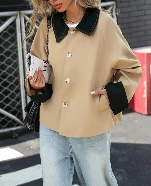 Personalized Street Women's New 2025 Autumn Japanese and Korean Style High-End Contrast-Colore Short Thin Coat for Women
Personalized Street Women's New 2025 Autumn Japanese and Korean Style High-End Contrast-Colore Short Thin Coat for Women